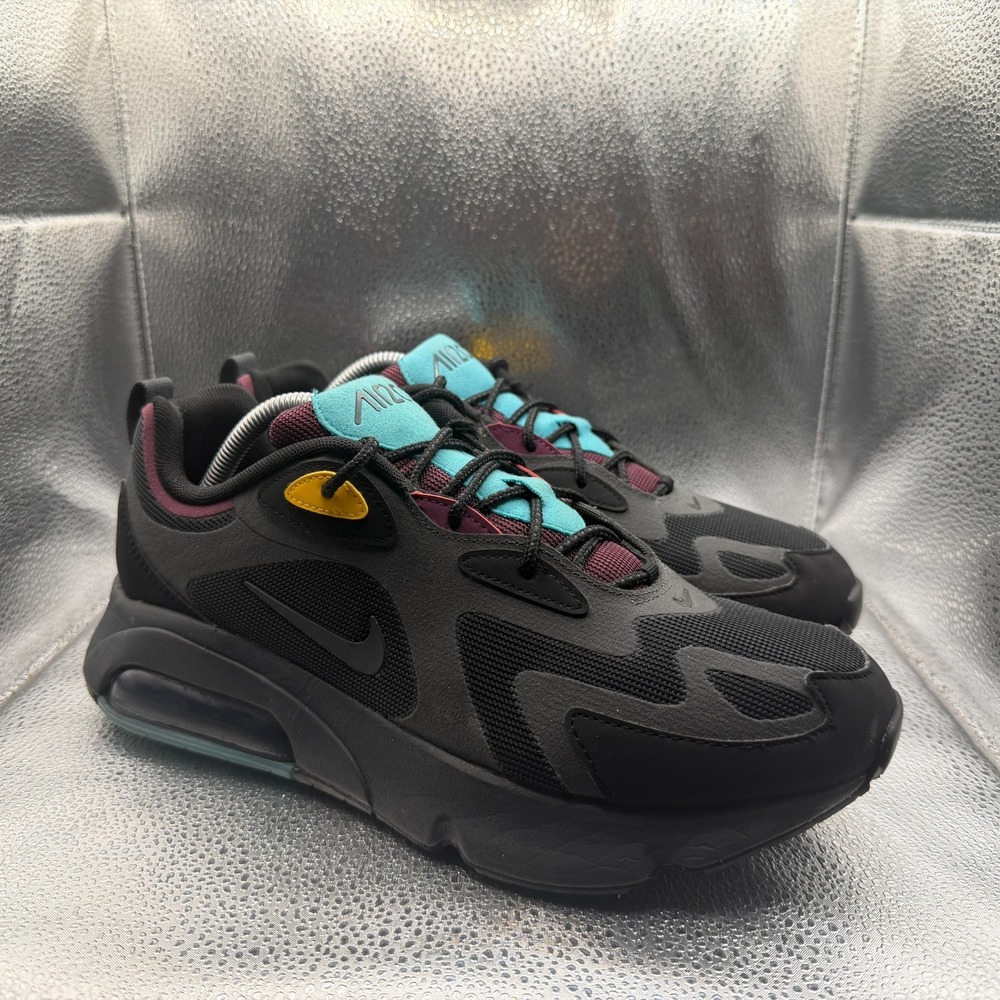 Size 10 Nike Air Max 200 Bordeaux Black Mens Athletic Sneakers AQ2568-001